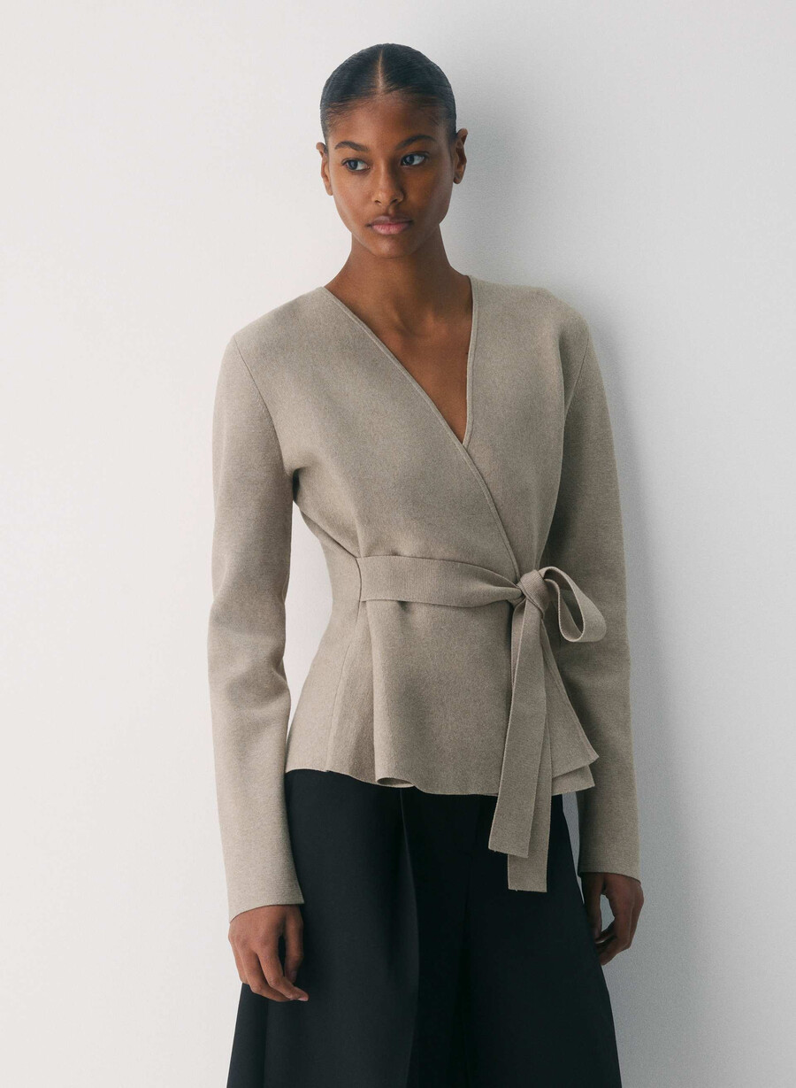 strickjacke für pendler - wonder yarn heather nomad taupe