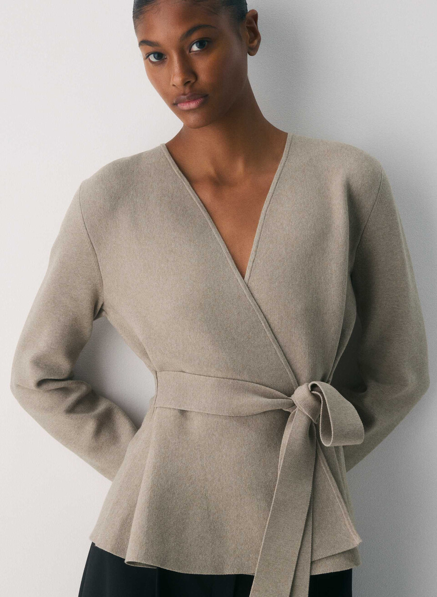 strickjacke für pendler - wonder yarn heather nomad taupe