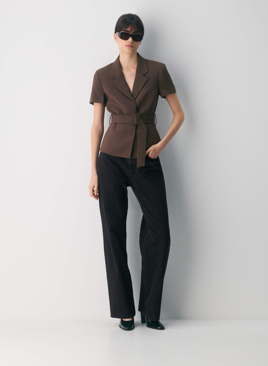 brynn jacke - sway crepe sattes mokkabraun