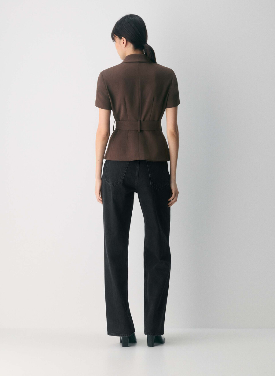 brynn jacke - sway crepe sattes mokkabraun