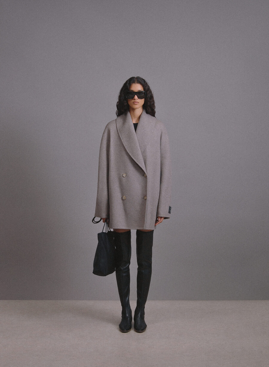 der mezzanine-doppelmantel – luxe rewool heather matte pearl