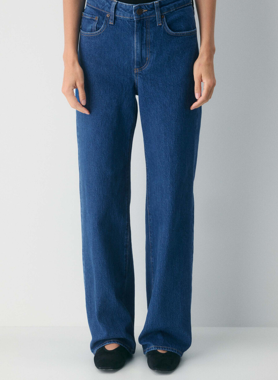 denim forum remy hi-rise wide jeans in mittelblau