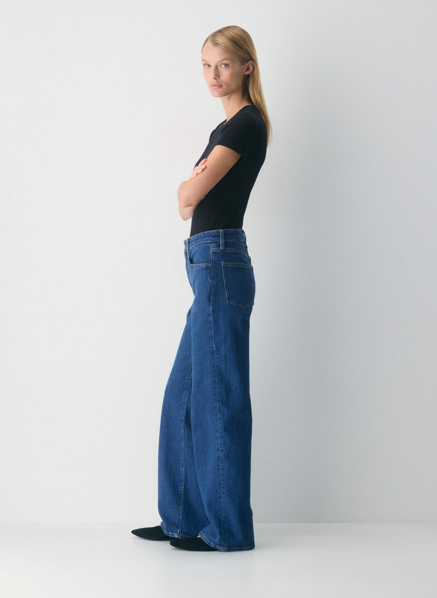 denim forum remy hi-rise wide jeans in mittelblau