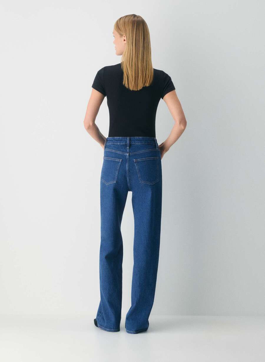 denim forum remy hi-rise wide jeans in mittelblau