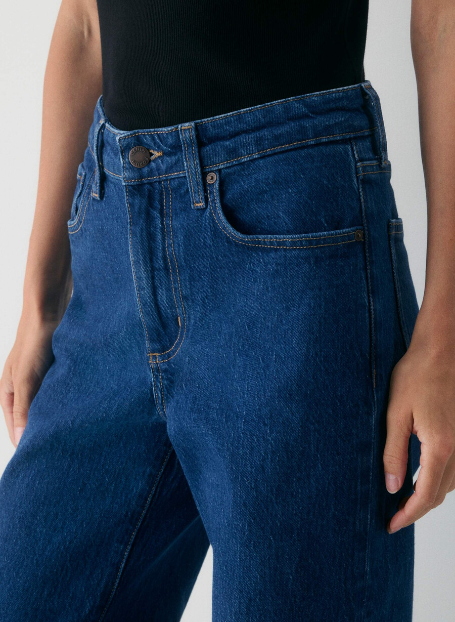 denim forum remy hi-rise wide jeans in mittelblau