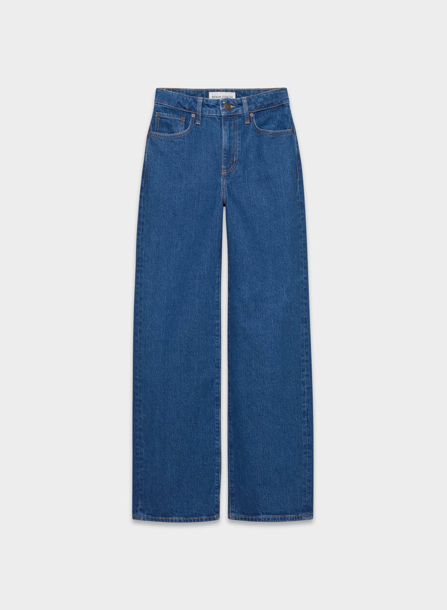 denim forum remy hi-rise wide jeans in mittelblau
