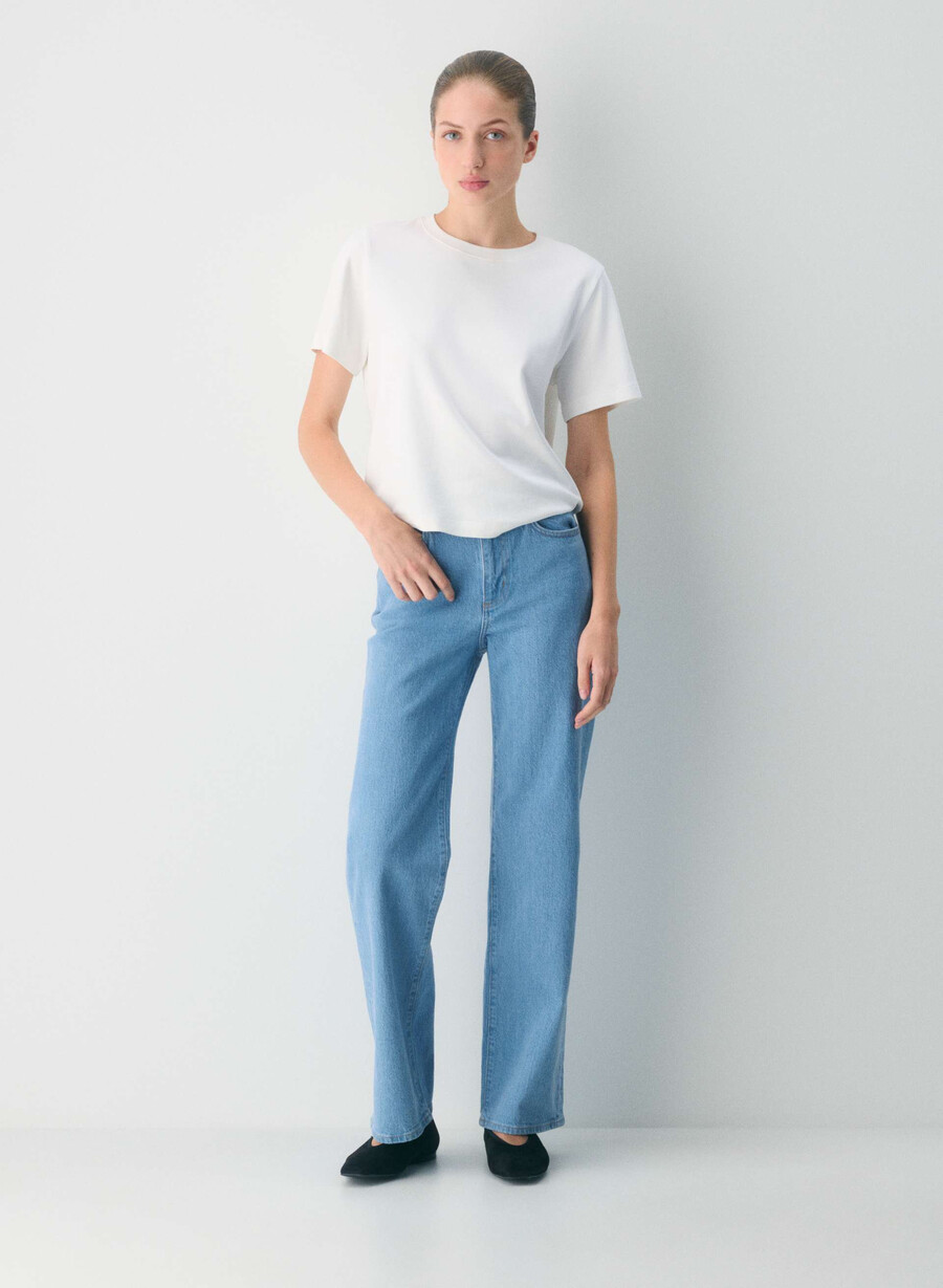 denim forum remy hi-rise wide jeans true super light blu