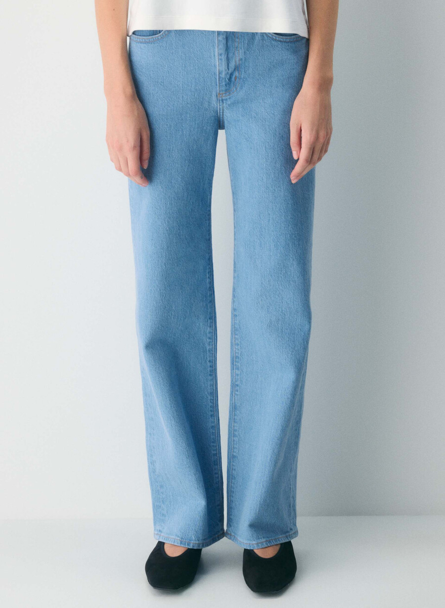 denim forum remy hi-rise wide jeans true super light blu