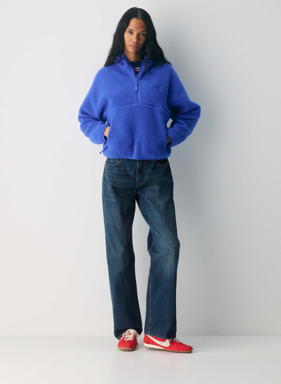polartec thermal pro 12 zip hi-hip hoodie jazz blue