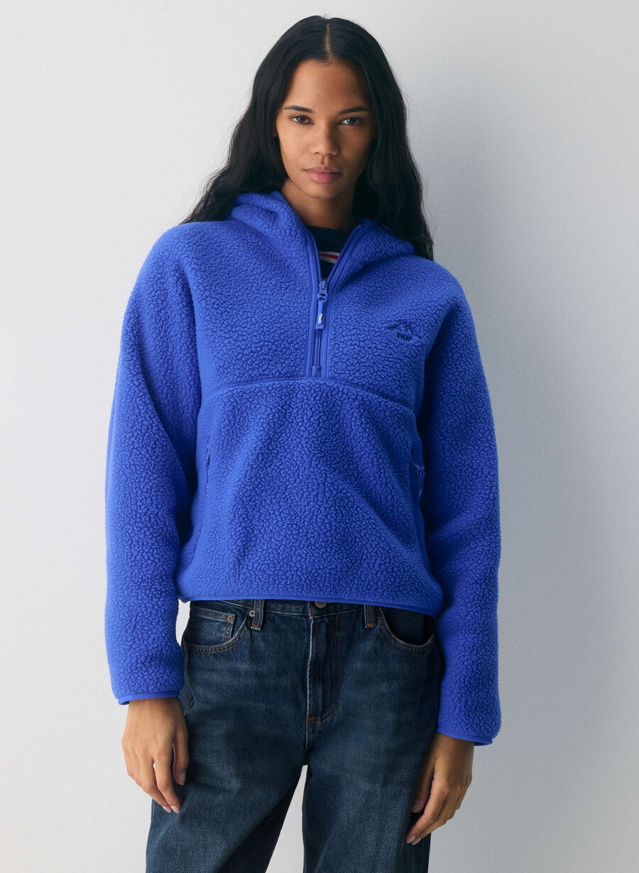polartec thermal pro 12 zip hi-hip hoodie jazz blue