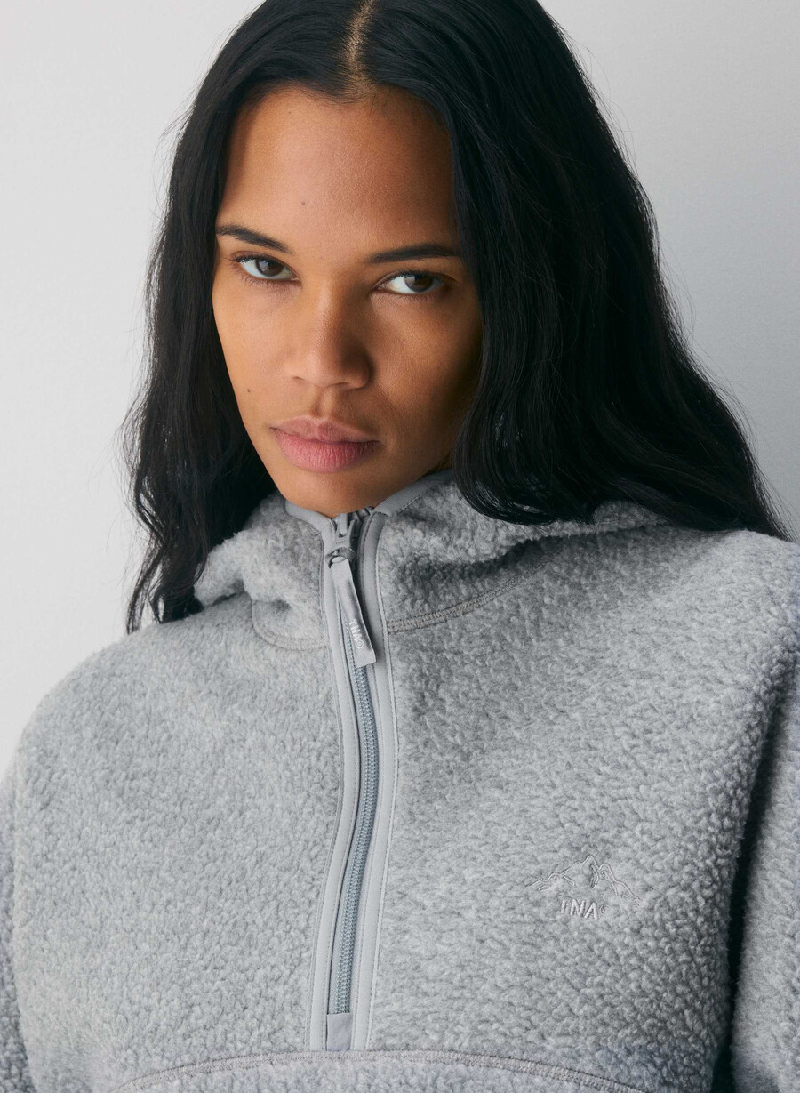 polartec thermal pro 12 zip hi-hip hoodie heather athletic gre