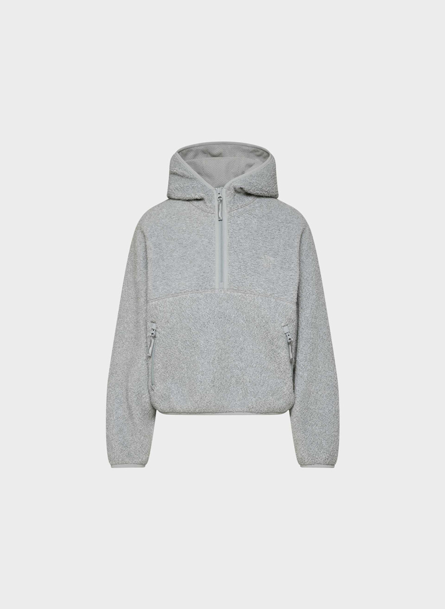 polartec thermal pro 12 zip hi-hip hoodie heather athletic gre