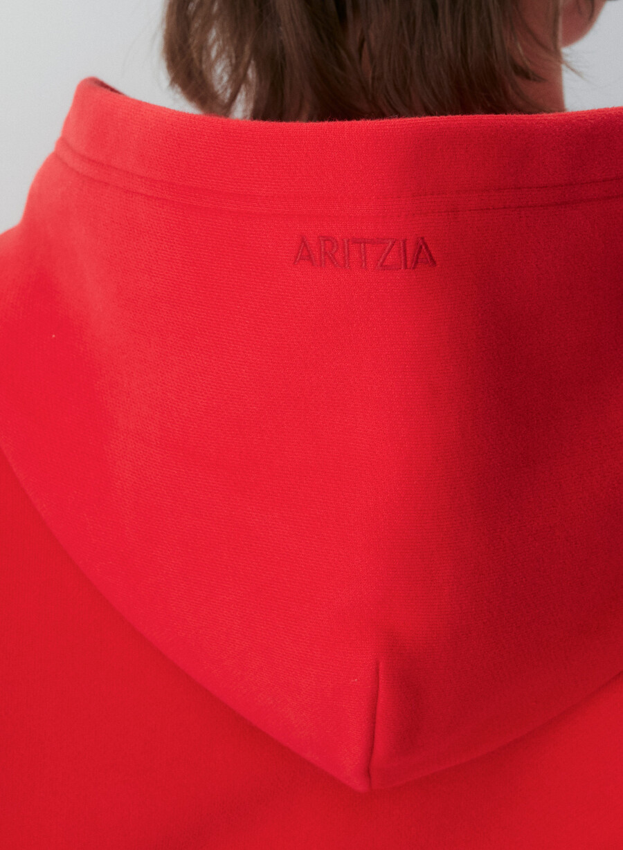 kuscheliger sweatfleece-hoodie in perfektem crop-top blinkend rot