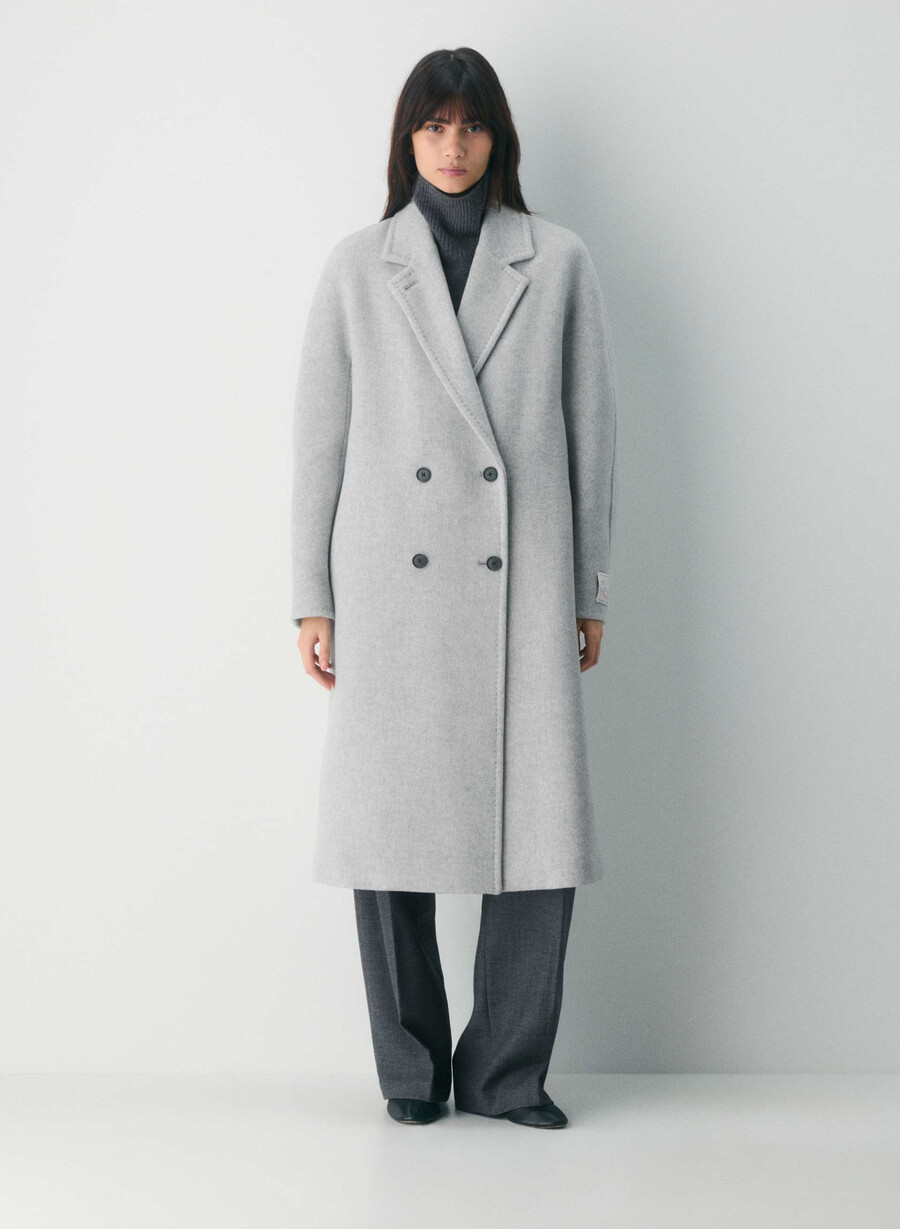 der slouch mantel – weicher woll-kaschmir heather light grey