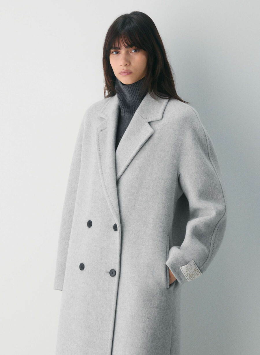 der slouch mantel – weicher woll-kaschmir heather light grey