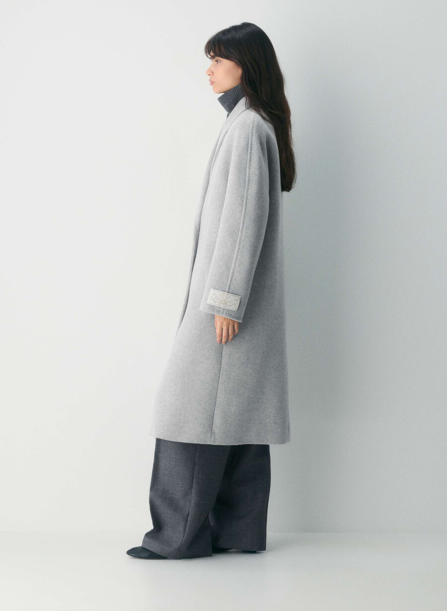 der slouch mantel – weicher woll-kaschmir heather light grey