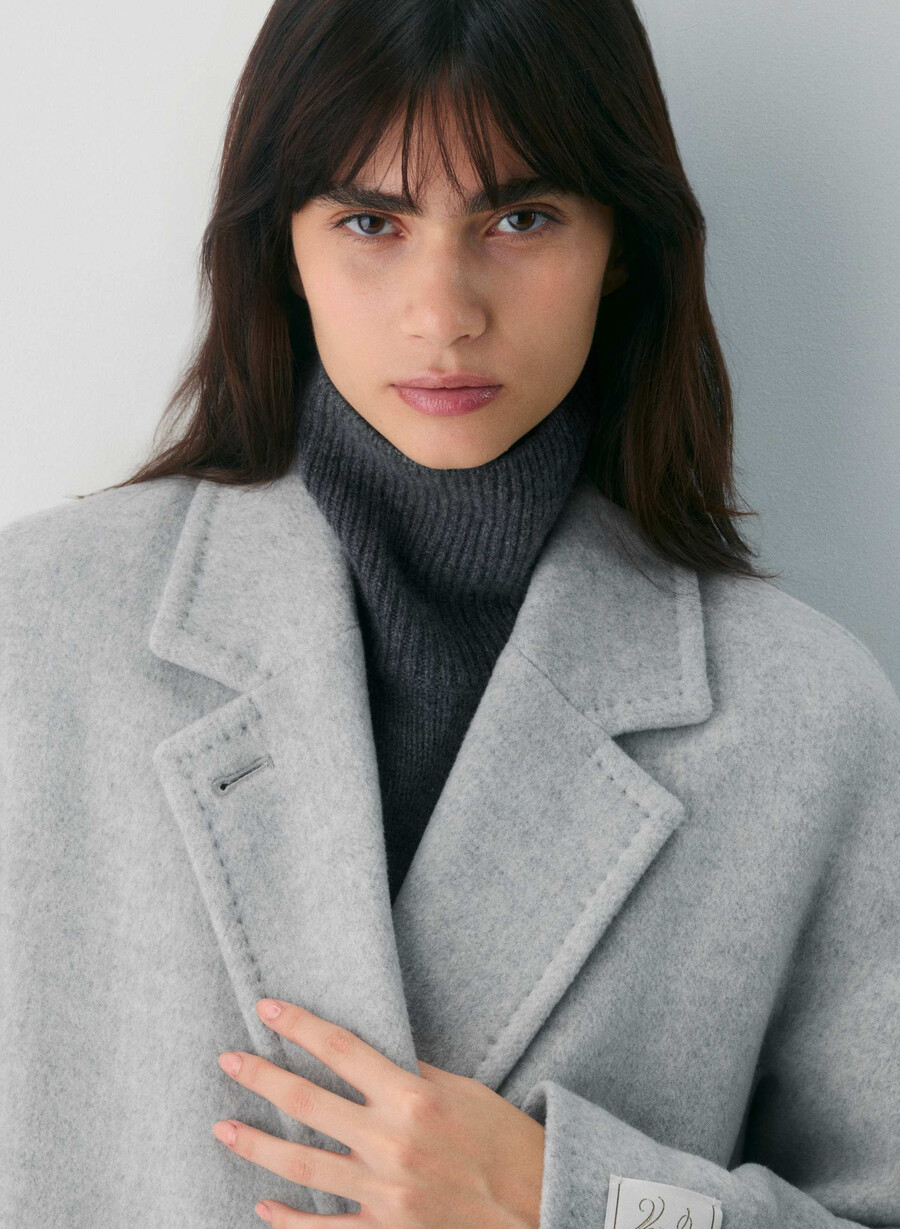 der slouch mantel – weicher woll-kaschmir heather light grey