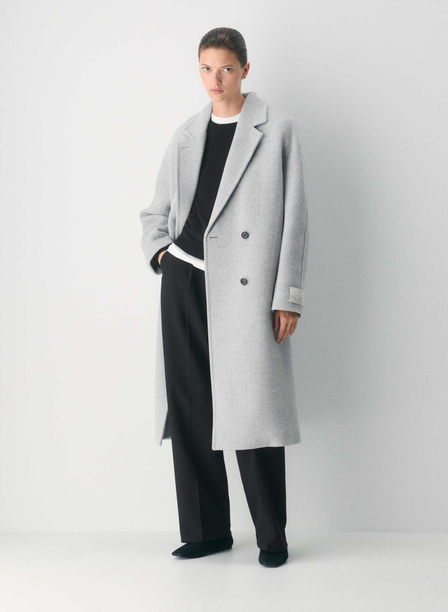 der slouch mantel – weicher woll-kaschmir heather light grey