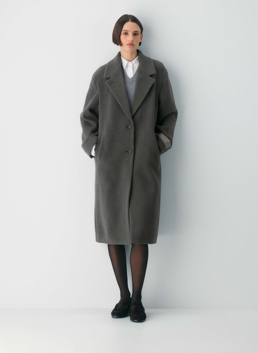 der einzige mantel - weicher wollkaschmir heather charcoal
