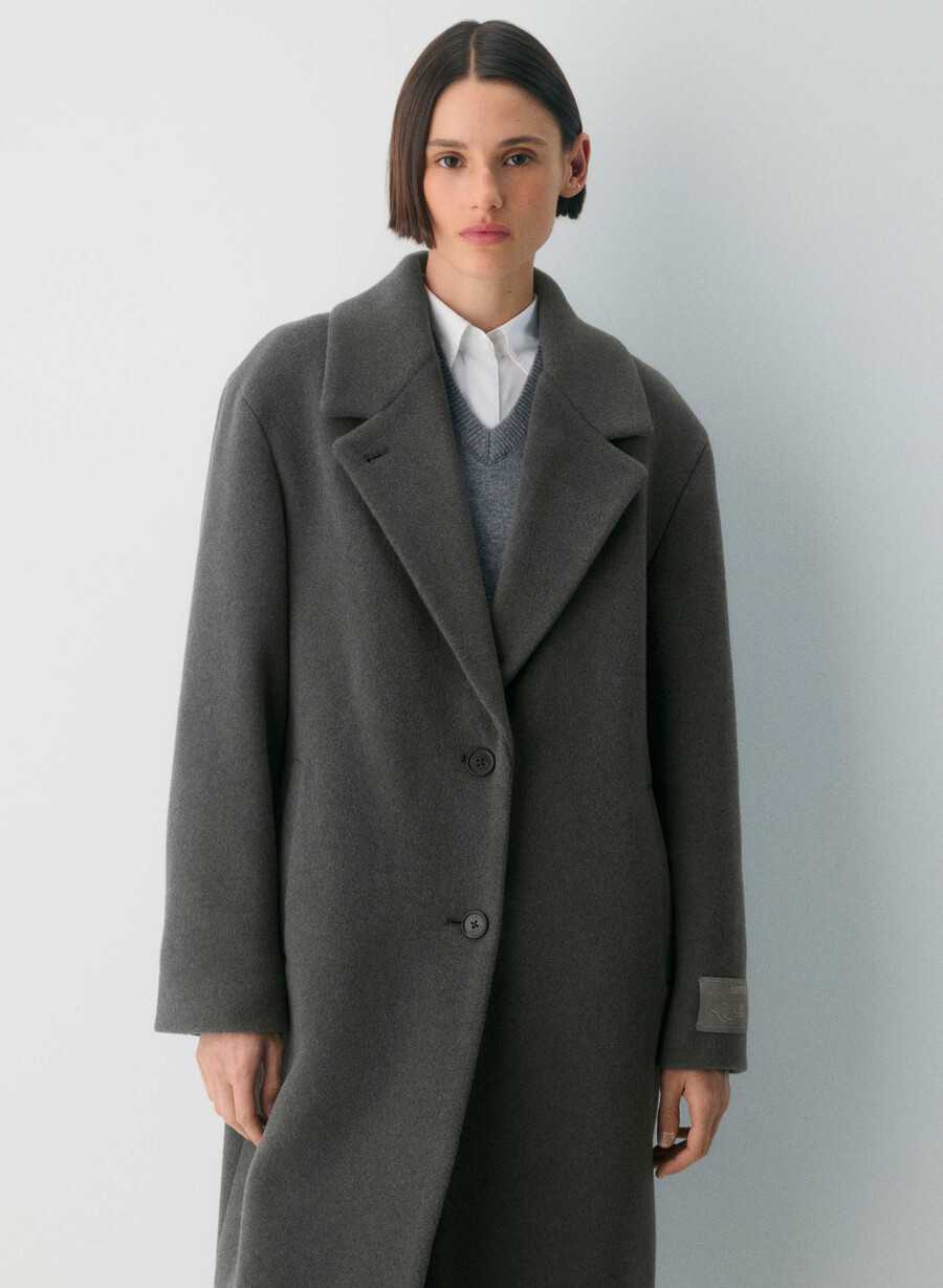 der einzige mantel - weicher wollkaschmir heather charcoal