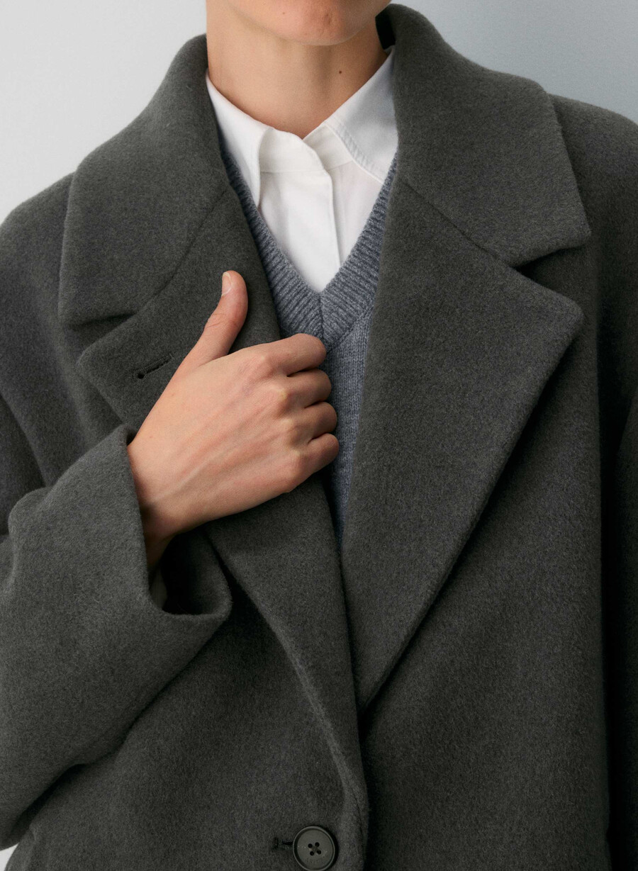 der einzige mantel - weicher wollkaschmir heather charcoal