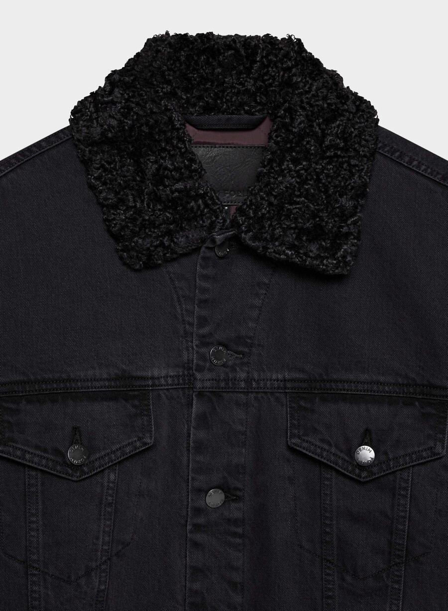 denim forum vintage sherpa jeansjacke aus den 90ern schwarzer eyeliner