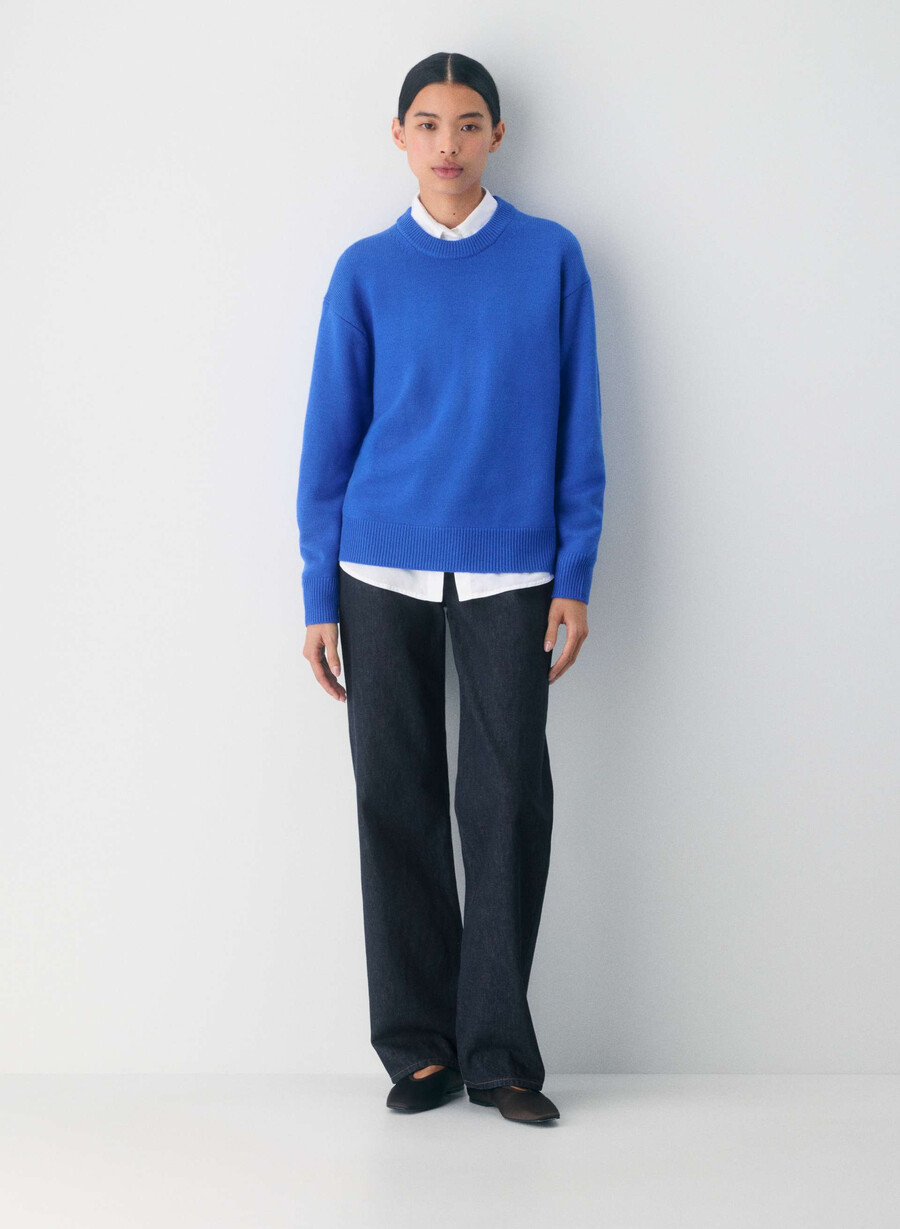 essential merino wool view sweater jazz blue