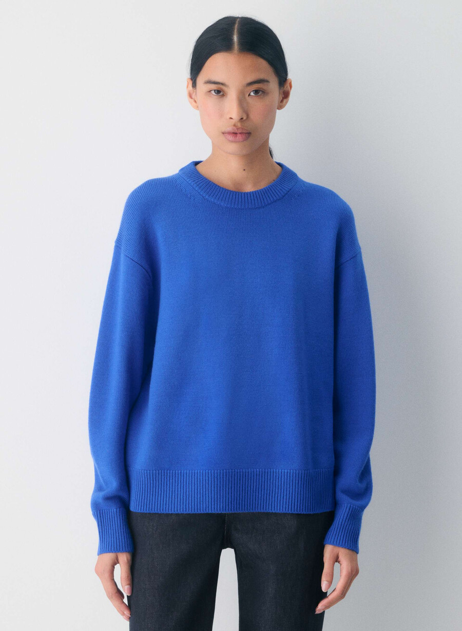 essential merino wool view sweater jazz blue
