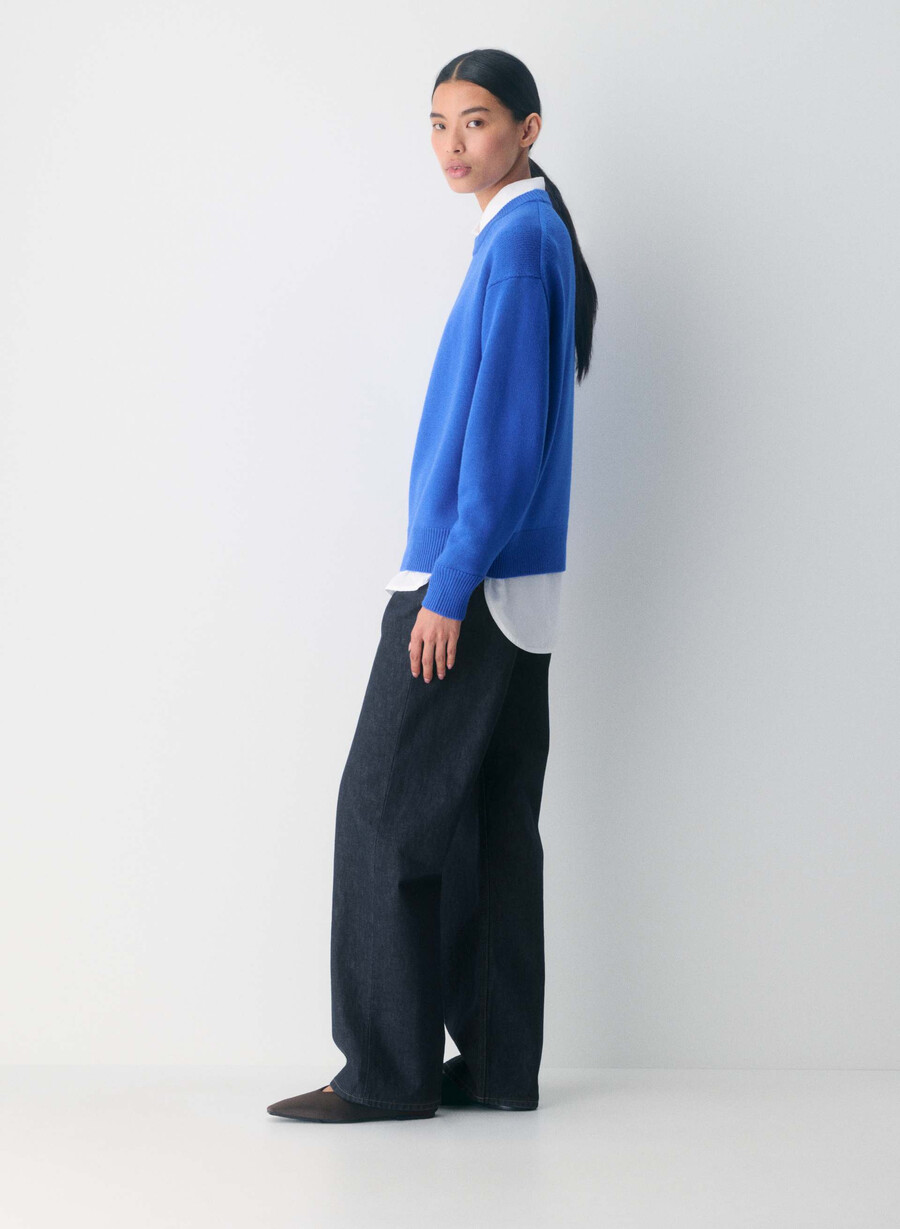 essential merino wool view sweater jazz blue