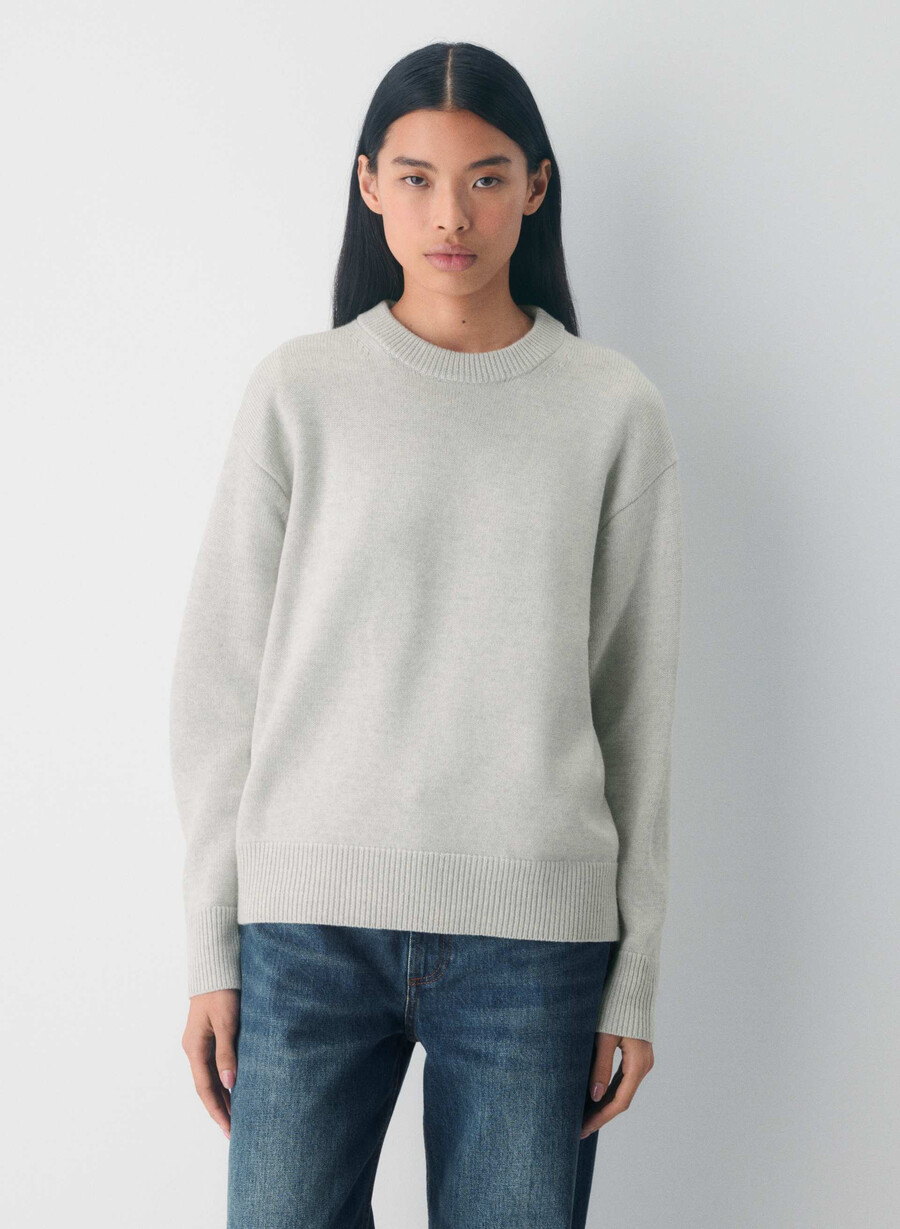 essential merino wool view sweater heather carrara grey