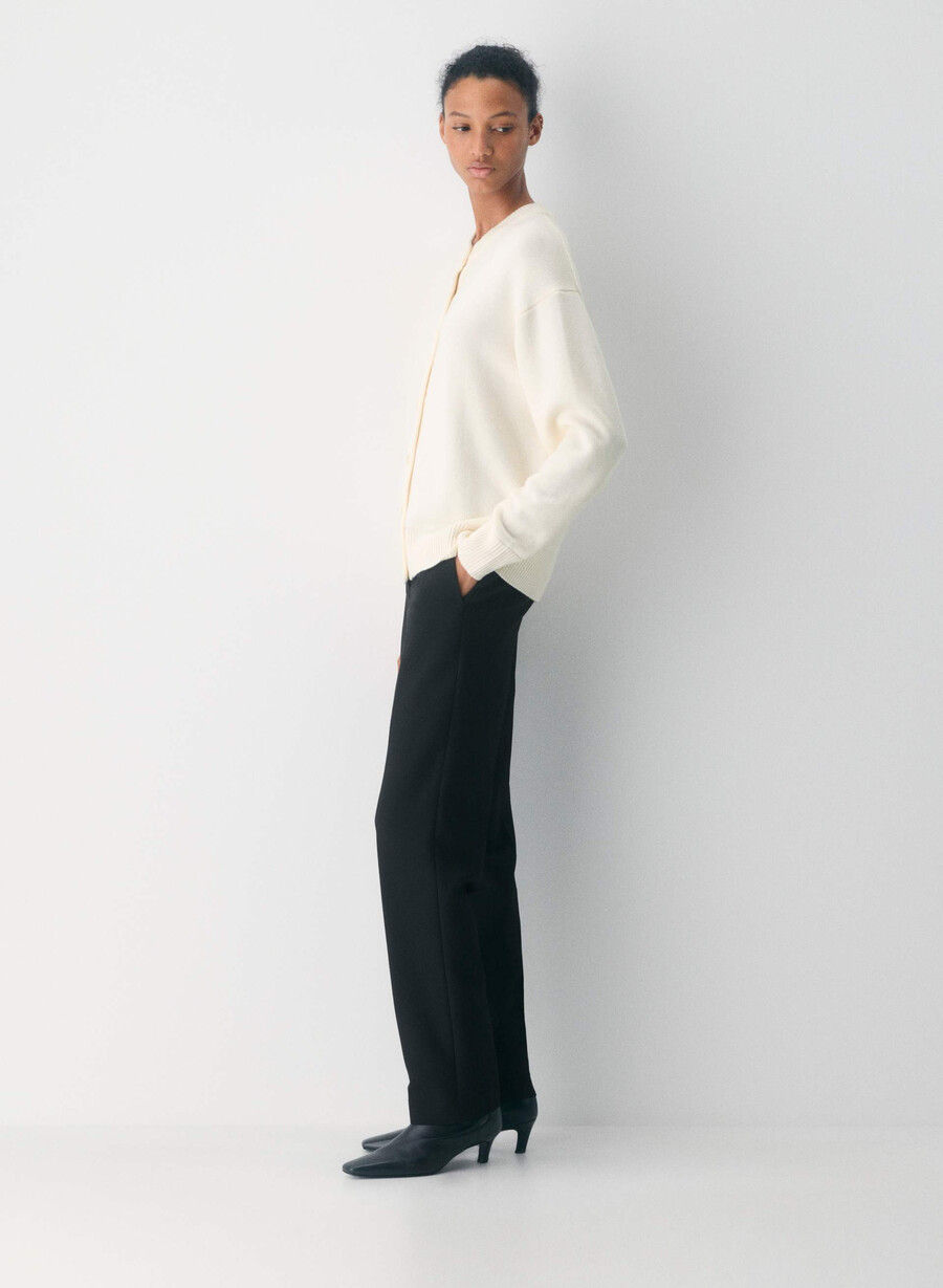 essential merino wool crew cardigan blinkendes rot