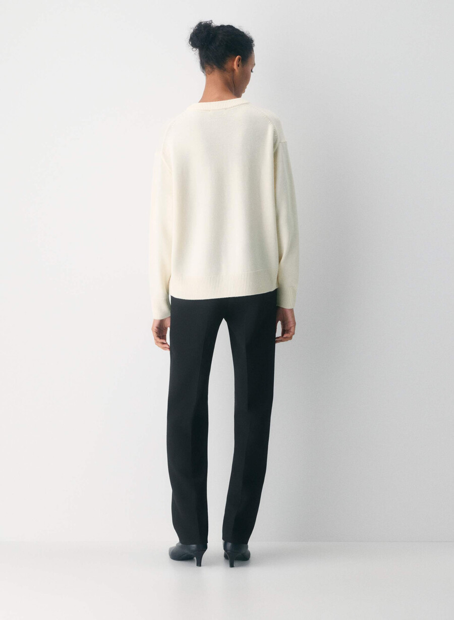 essential merino wool crew cardigan blinkendes rot