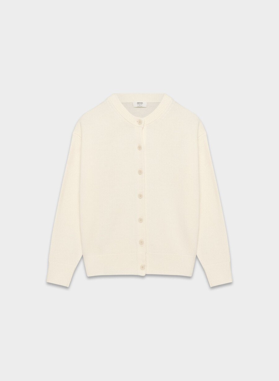 essential merino wool crew cardigan blinkendes rot