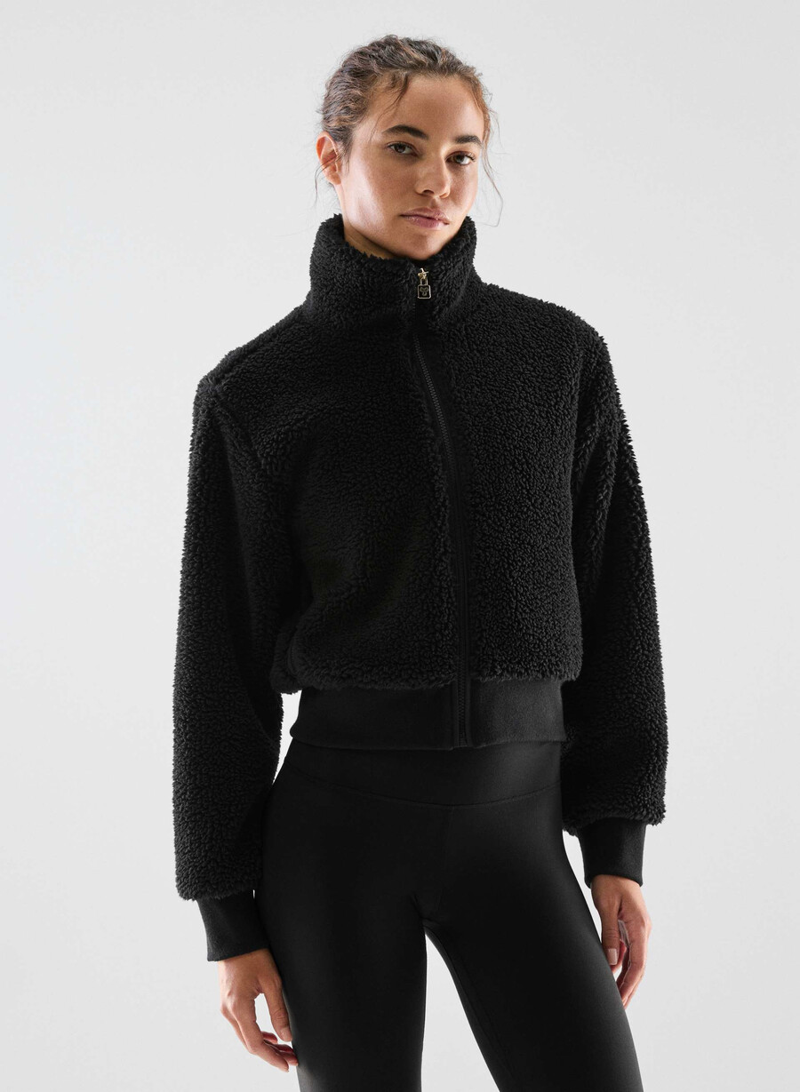 seasons stehkragen-zip-up schwarz