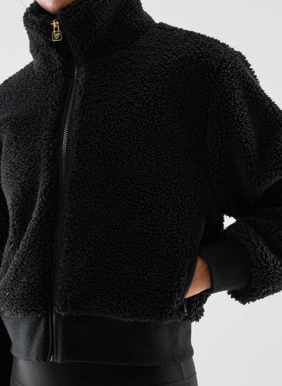 seasons stehkragen-zip-up schwarz