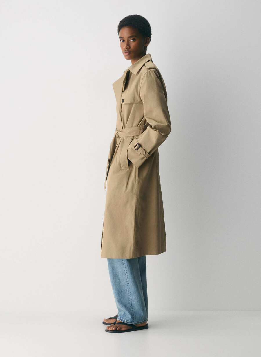 der finch trenchcoat – city twill wicker tan
