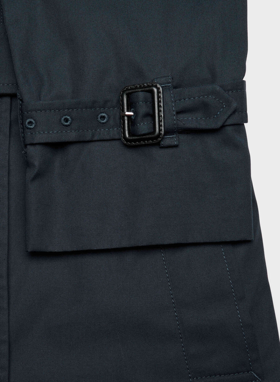 neuer the finch mid trench coat – city twill dreaming blue