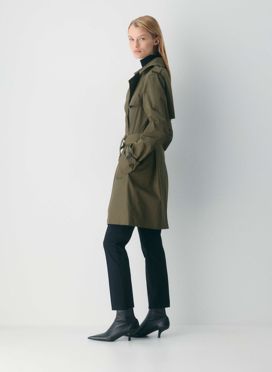 neuer the finch mid trench coat – city twill dreaming blue