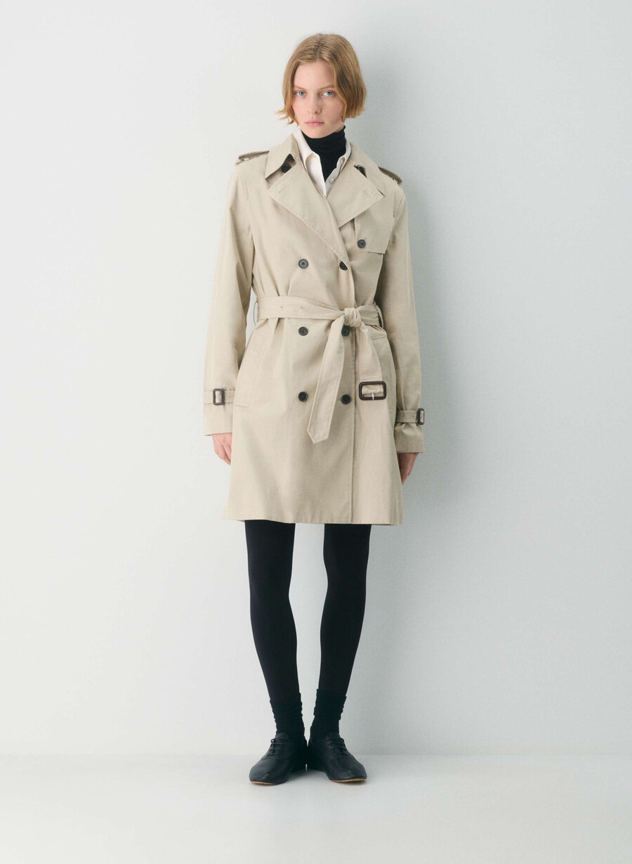neuer the finch mid trench coat - city twill marcona beige
