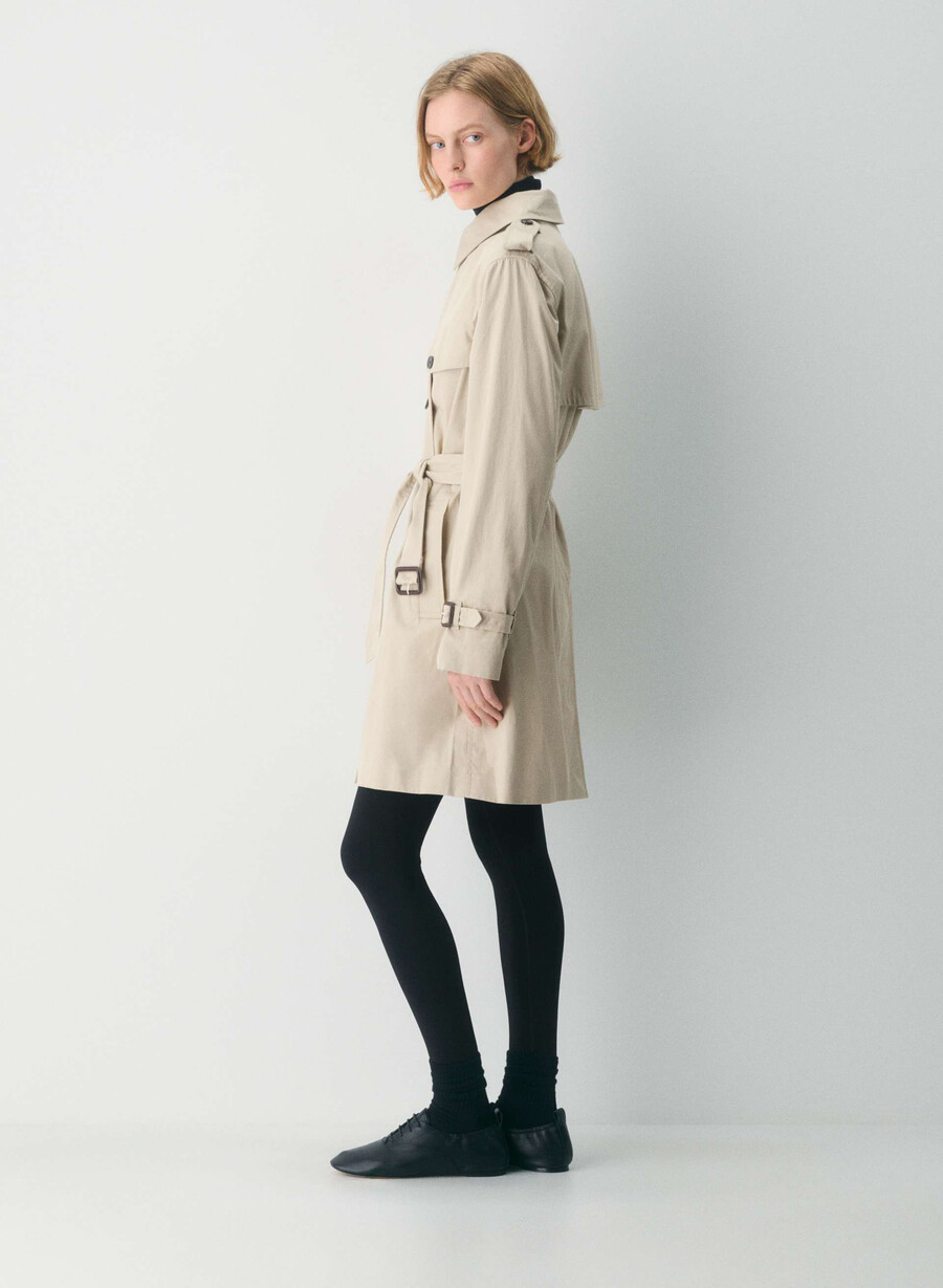 neuer the finch mid trench coat - city twill marcona beige