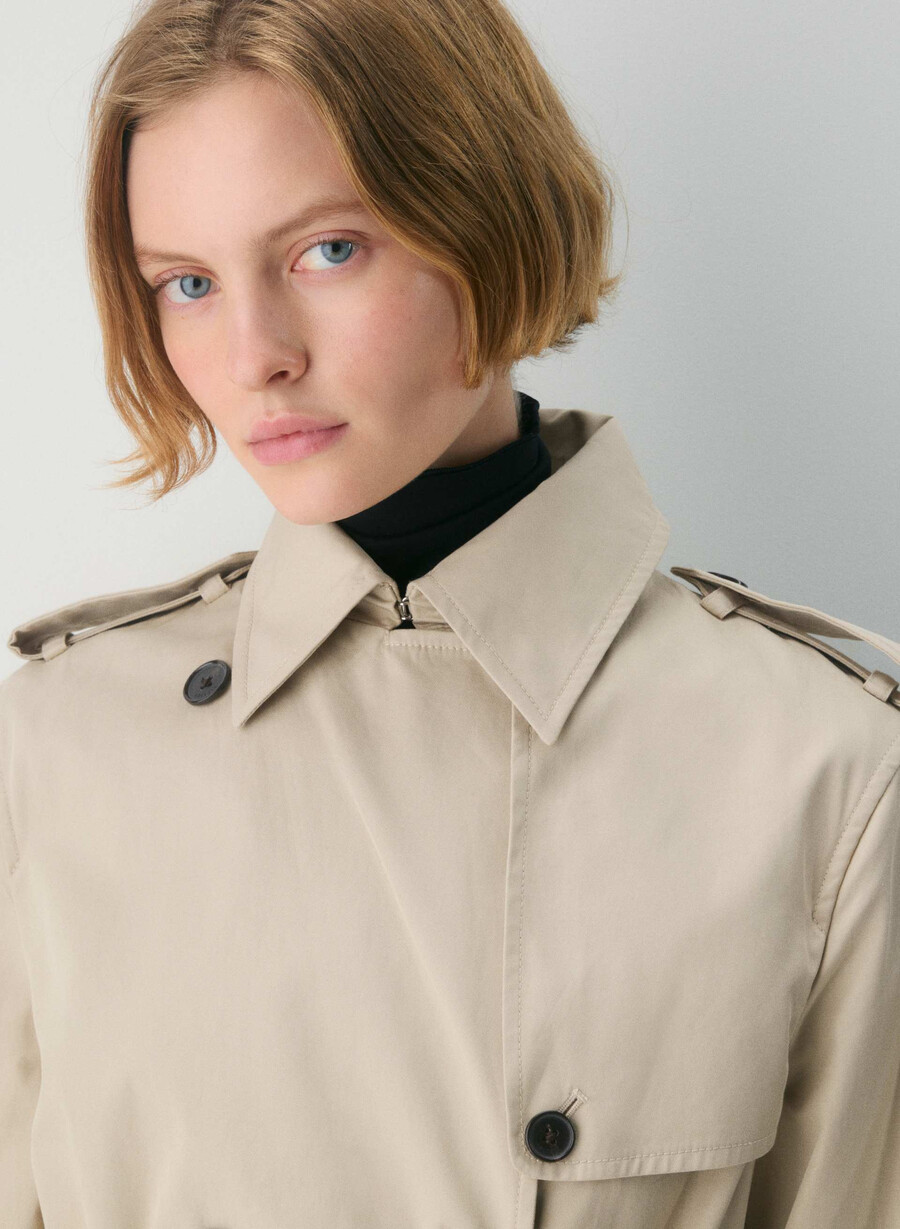 neuer the finch mid trench coat - city twill marcona beige