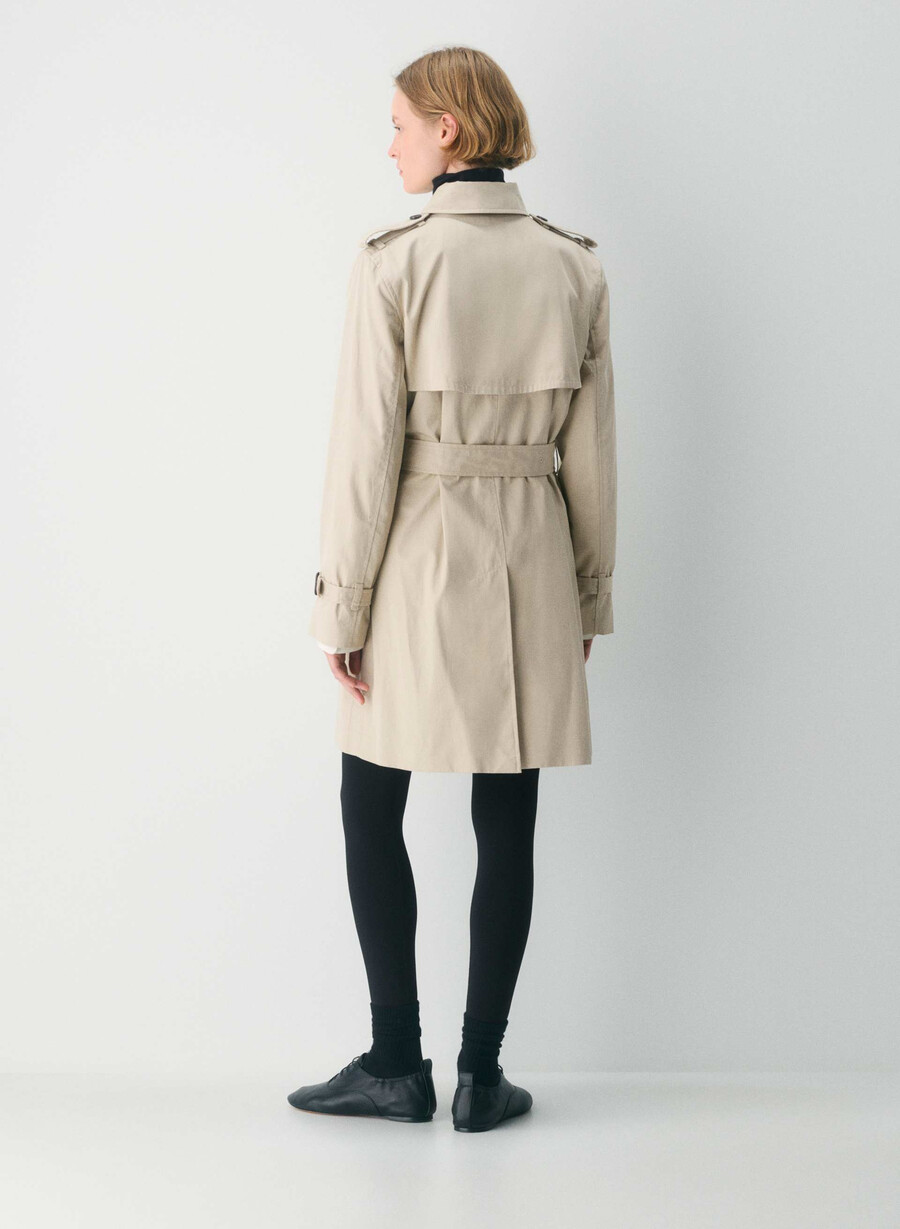neuer the finch mid trench coat - city twill marcona beige