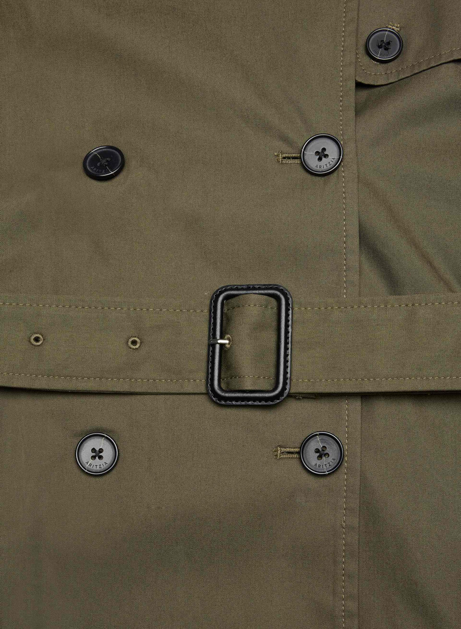 neuer the finch mid trench coat – city twill atlas olive