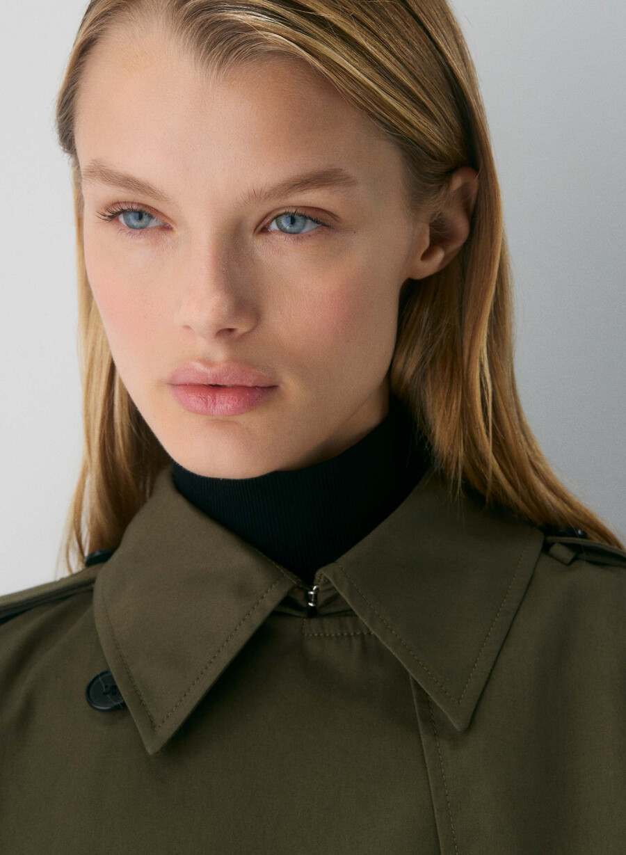 neuer the finch mid trench coat – city twill atlas olive