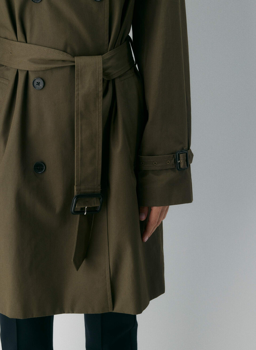 neuer the finch mid trench coat – city twill atlas olive