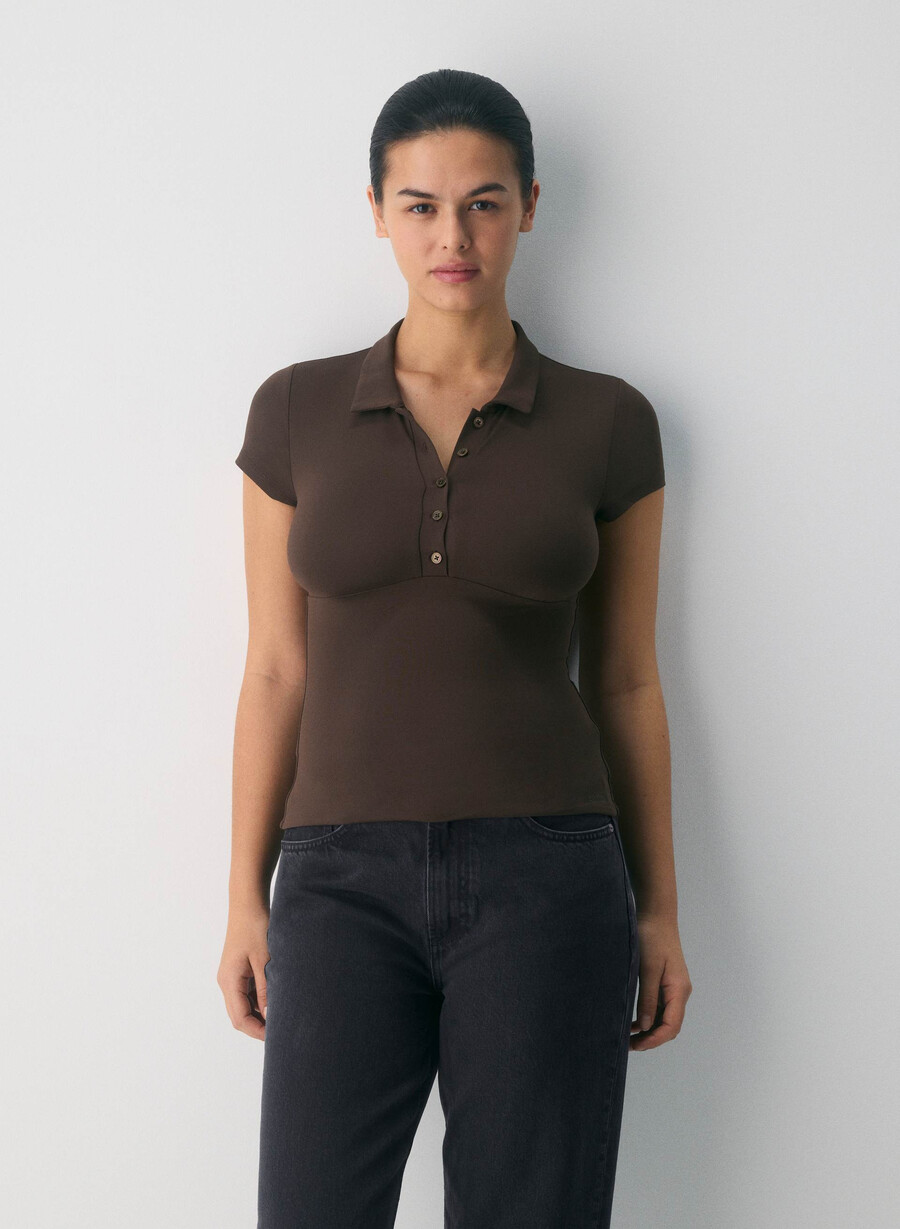 original contour flyer polo-shirt dunkles mochabraun