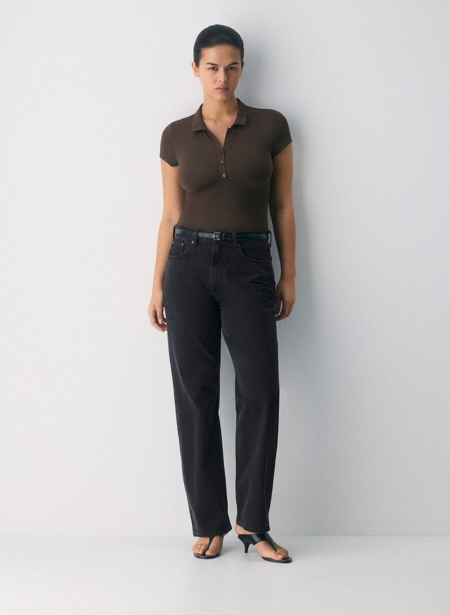 original contour flyer polo-shirt dunkles mochabraun