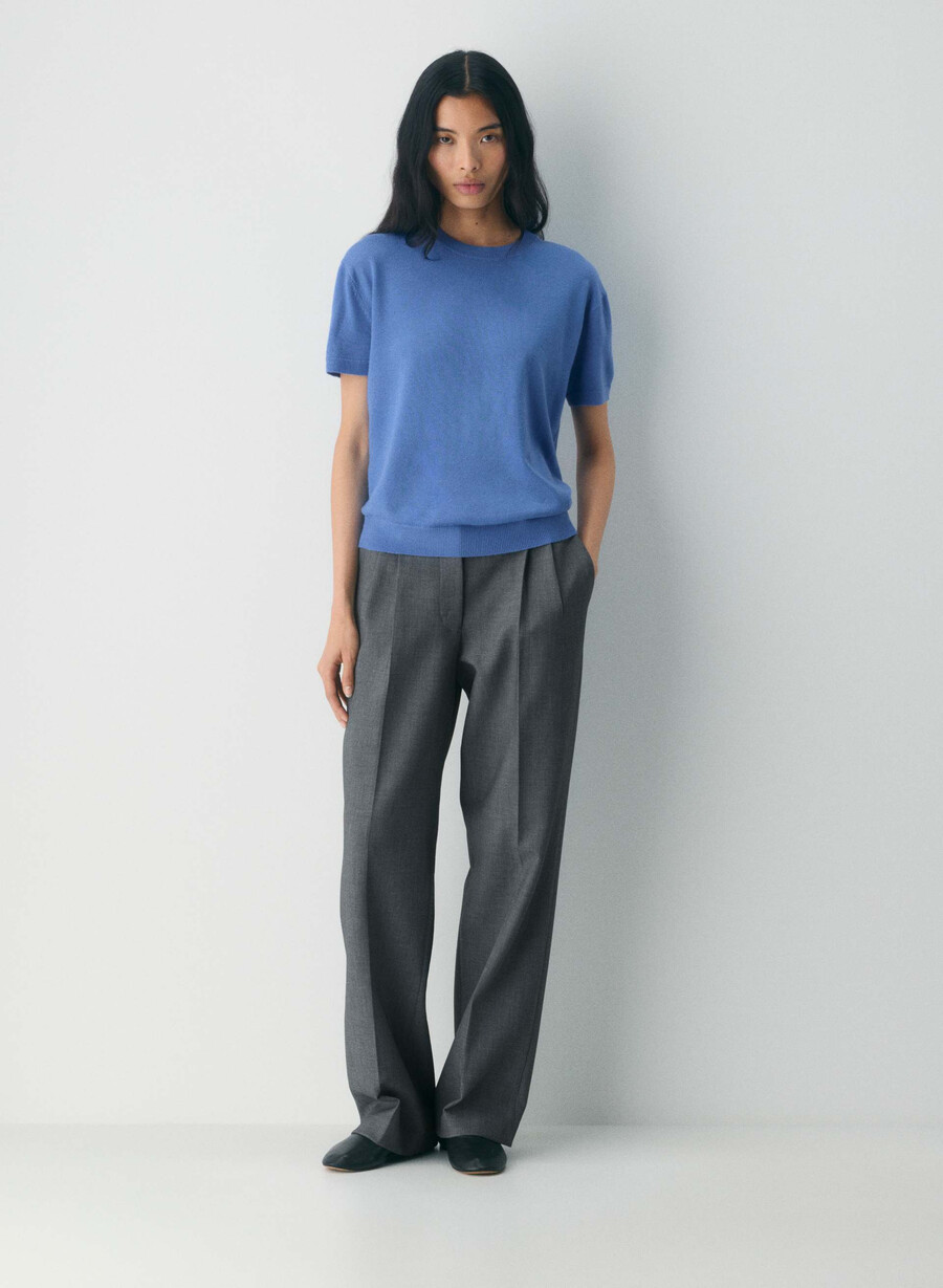 bare merino wool crew t-shirt franzÖsischblau
