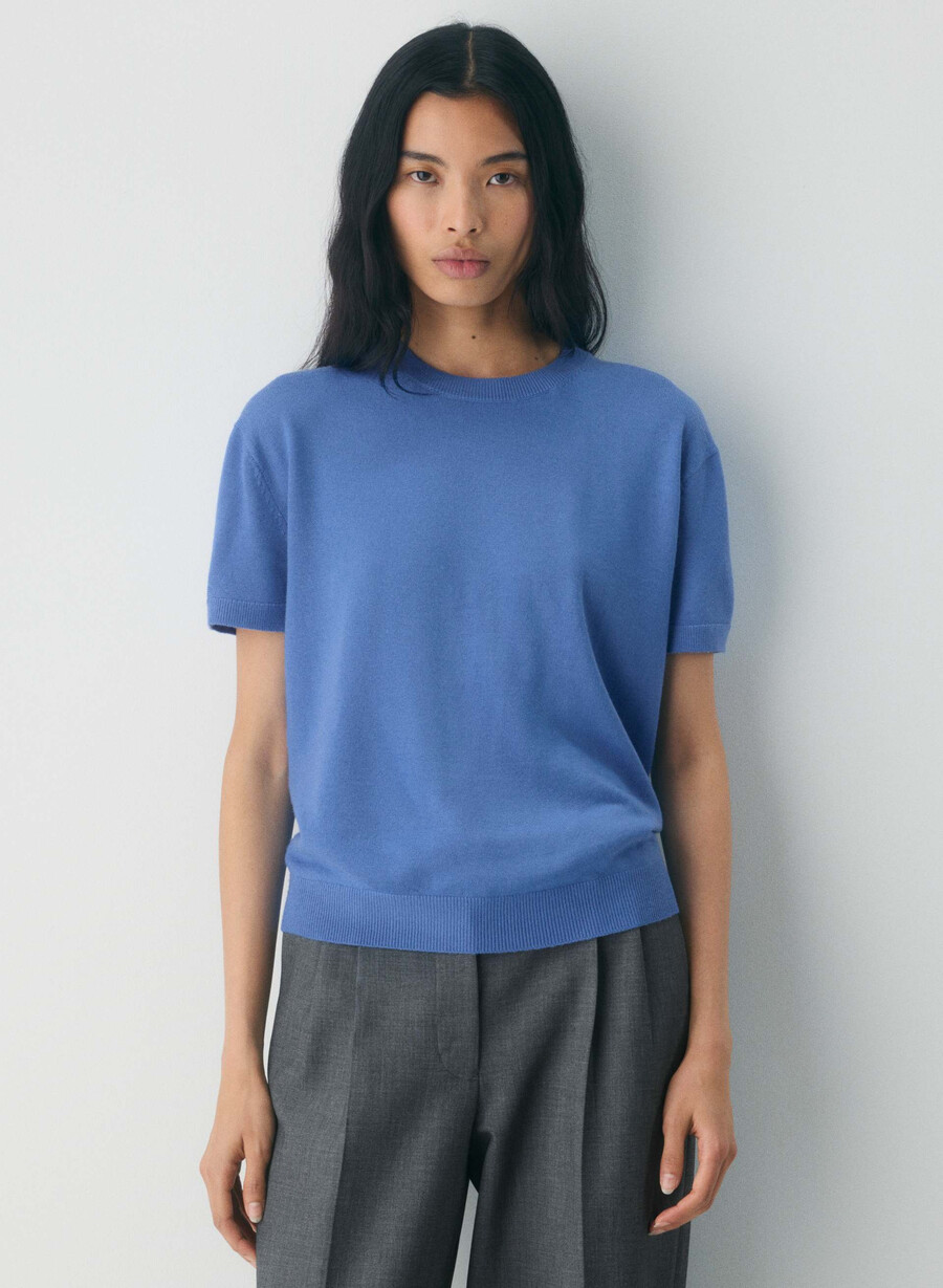 bare merino wool crew t-shirt franzÖsischblau