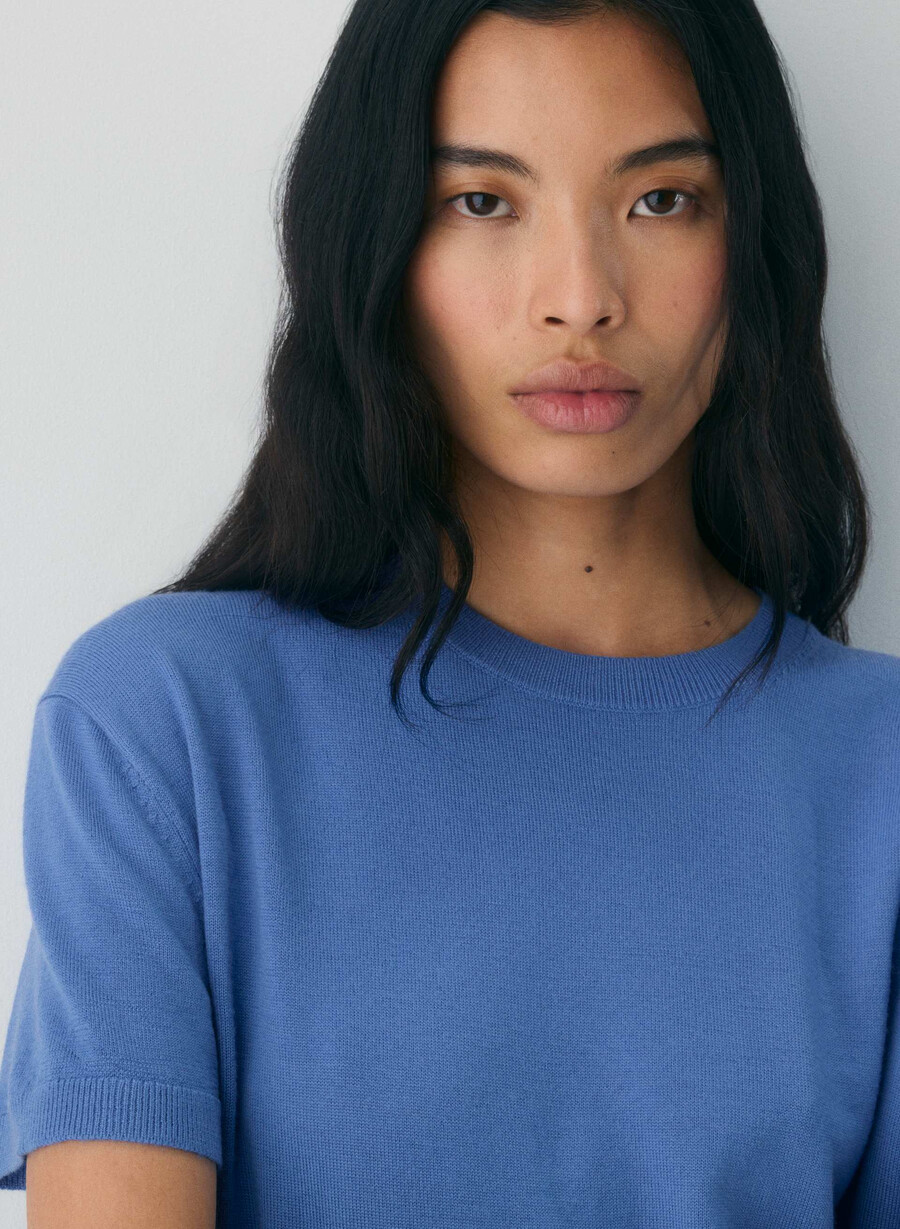 bare merino wool crew t-shirt franzÖsischblau